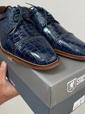 Stacy Adams Navy Blue Raimondo Leather Dress Shoes Size 9